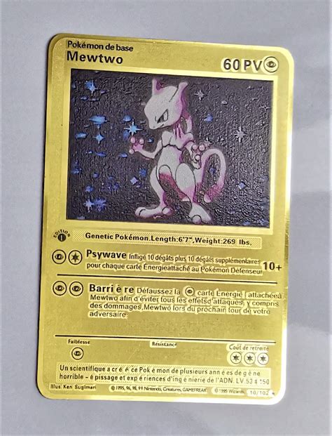 Pokemon Mewtwo Gold Z Ota Metalowa Karta Stan Nowy Z Sklepy