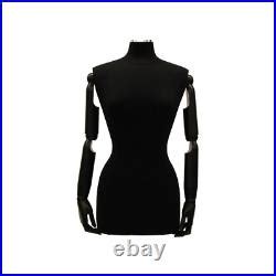 Female Black Pinnable Dress Form Mannequin Torso With Flexible Arms