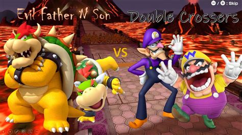 Mario Tennis Aces Bowser And Bowser Jr Vs Wario And Waluigi Evil