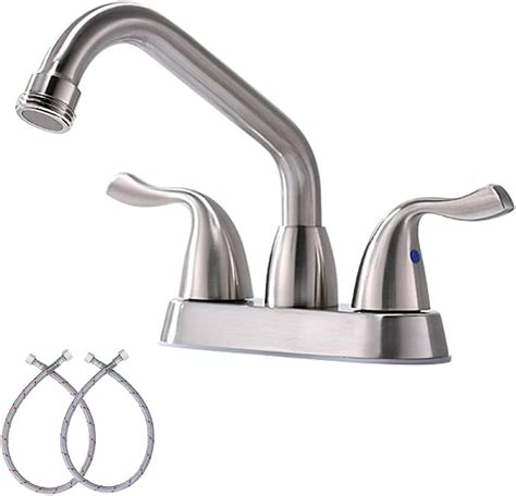 Brushed Nickel Utility Sink Laundry Faucet 4 Inch Centerest Rotatable Swivel 360