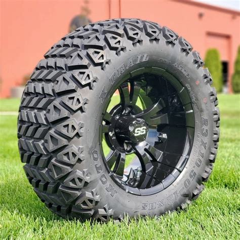 12 Vampire Gloss Black Golf Cart Wheels And 23 All Terrain Off Road — Golfcartstuff™