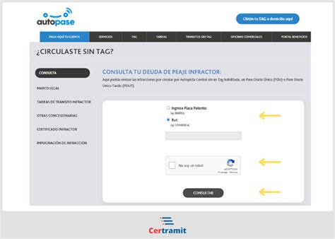 Cómo pago Autopista Central sin Tag Certramit
