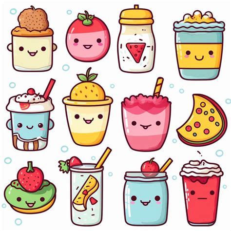 Cute Kawaii Food Clipart Midjourney Prompt Kawaii Food Sticker Etsy