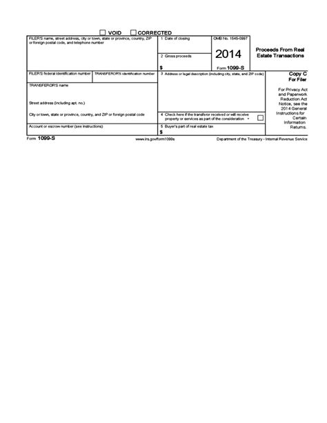 Form 1099 S Proceeds From Real Estate Transactions 2014 Free Download