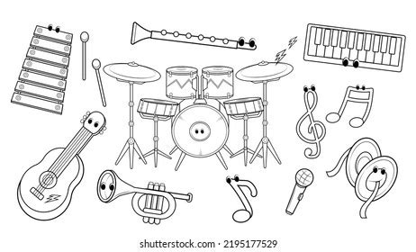 Hand Drawn Black Line Music Instruments Stock Vector (Royalty Free) 2460045139 | Shutterstock