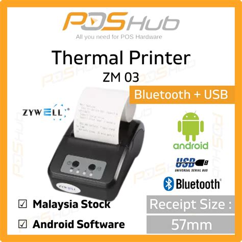 Zywell Zm Mobile Pos Mm Bluetooth Thermal Receipt Printer For