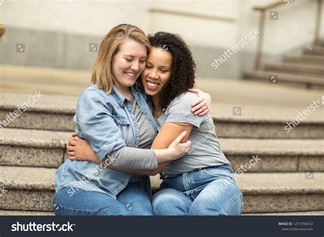 Happy Lesbian Couple Hugging Each Other Stock Photo Shutterstock
