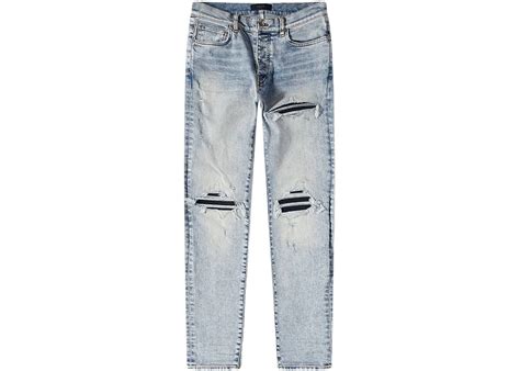 Amiri Mx1 Leather Detail Skinny Jeans Stone Indigo Mx