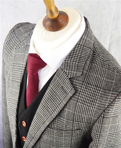 Grey Prince Of Wales Check Tweed Suit Suits Tweed Suits Mens