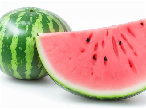 Premium Photo Ripe Watermelon And Juicy Piece On A White Isolated