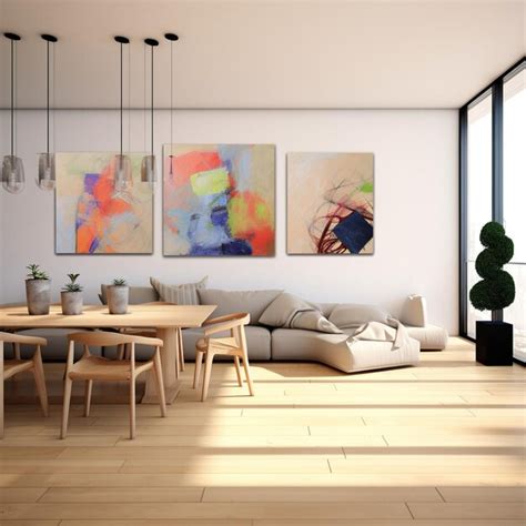 Premium Photo | Abstract Art Triptych Painting for Dining Room