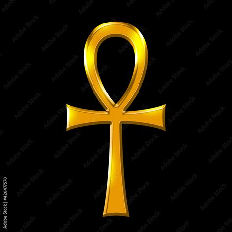 Golden Ankh Symbol The Key Of Life Over Black Breath Of Life Key Of