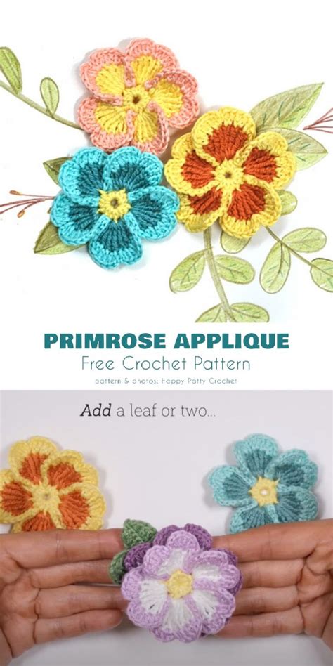 Variety Of Flower Appliques Free Crochet Patterns Crochet Applique