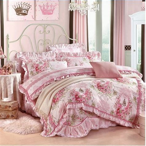 Rustic Pink Rose Print Bedding Set Designers Girls Bedding Sets Home