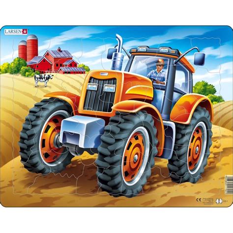 Larsen Puzzles Tractor Educational Jigsaw Puzzle 37 Piece Tray