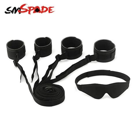 Smspade Black Under Bed Bondage System Bdsm Restraints Kit Handcuffs