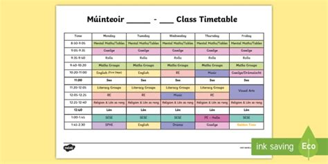 Editable Sample Timetable (Teacher-Made)