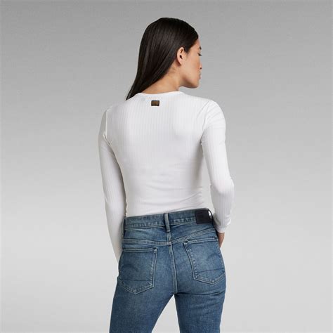 Slim Rib Long Sleeve Top White G Star Raw®