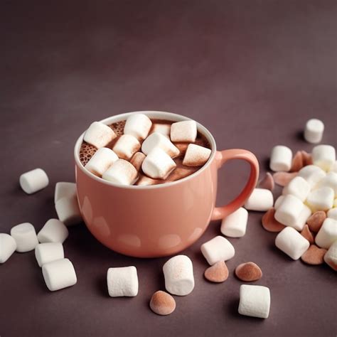 Premium AI Image | Cup of Hot Cocoa with Marshmallows on Colorful ...