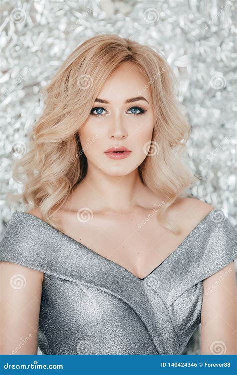 Portrait Of Beautiful Blonde Girl With Makeup Stock Photo Image Of Brown Face