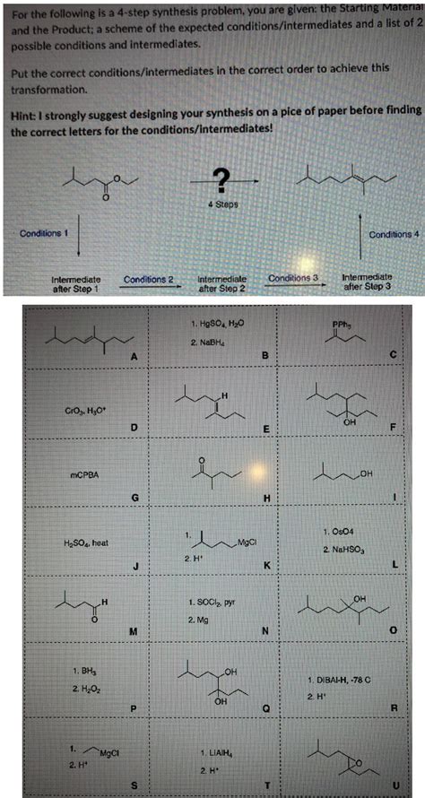 Solved For The Following Is A Step Synthesis Problem You Chegg