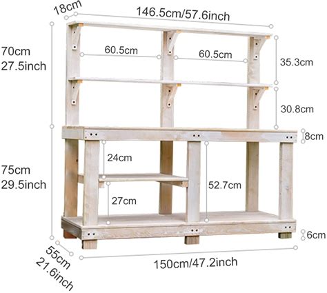 Yyun Wooden Outdoor Garden Potting Bench Work Station 4 Layer Multifunction Storage Flower Plant