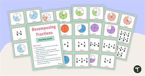 Decomposing Fractions Matching Game Teach Starter