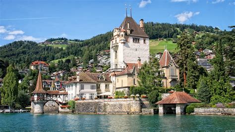 Fonds Decran Suisse Château Fort Lac Oberhofen Castle Lake Thun