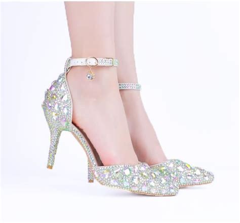 Fashion Crystals Silver Wedding Shoes 3 Inch Mid Heel Rhinestone Bridal