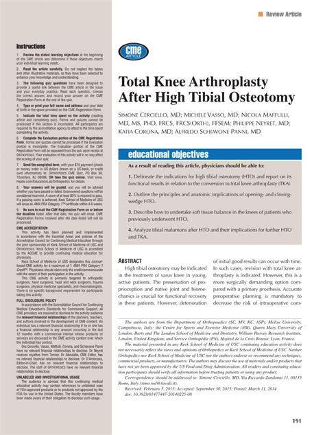 Pdf Total Knee Arthroplasty After High Tibial Osteotomy