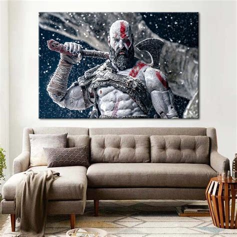 God Of War Canvas Print Kratos Wall Art God Of War Wall Etsy