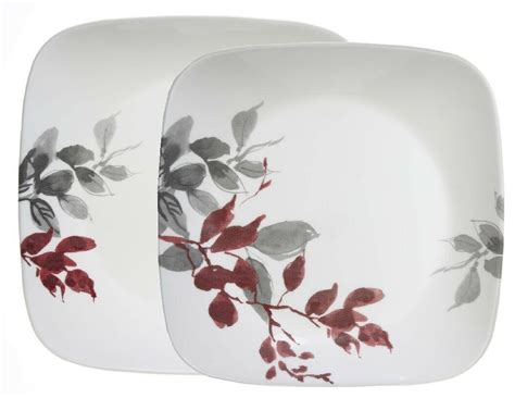 Corelle Square KYOTO LEAVES Dinner OR Lunch PLATE *Japanese Garden Red ...