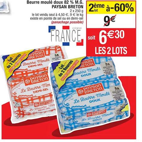 Promo Beurre Moulé Doux 82 Mg Paysan Breton Chez Cora Icataloguefr