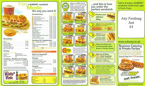 Subway Printable Menu Pdf 2024