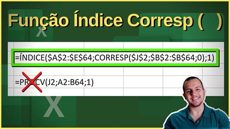 Fun O Indice Corresp No Excel Youtube