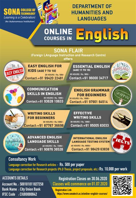 Online Courses In English Sona College Of Technology News And Events