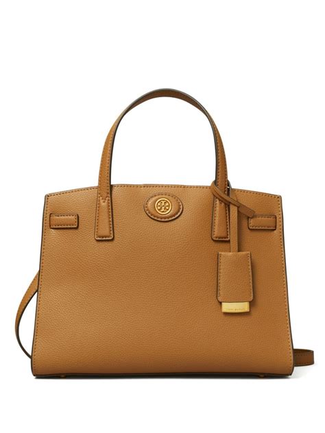 Tory Burch Small Robinson Pebbled Satchel Bag Brown Farfetch