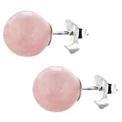 Boucles D Oreilles Puces Quartz Rose Argent Vibrations Cristallines