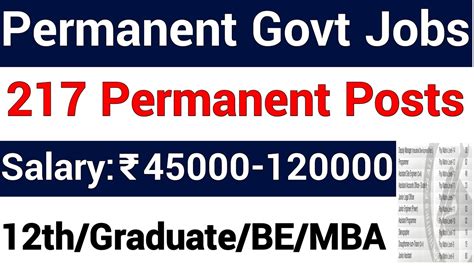 Permanent Govt Posts I Th Any Graduate Pg I Salary Th Pay