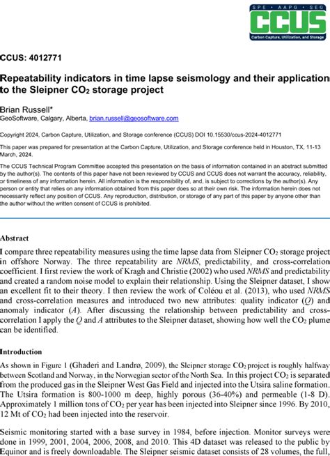 Aapg Datapages Archives Repeatability Indicators In Time Lapse