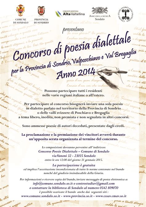 Concorso Di Poesia Dialettale Iv Edizione La Bregaglia