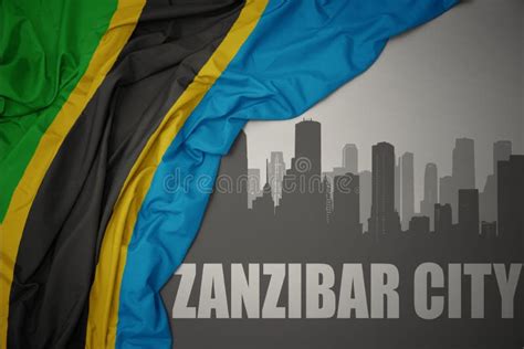 Zanzibar Flag With Fabric Texture Official Colors D Illustration