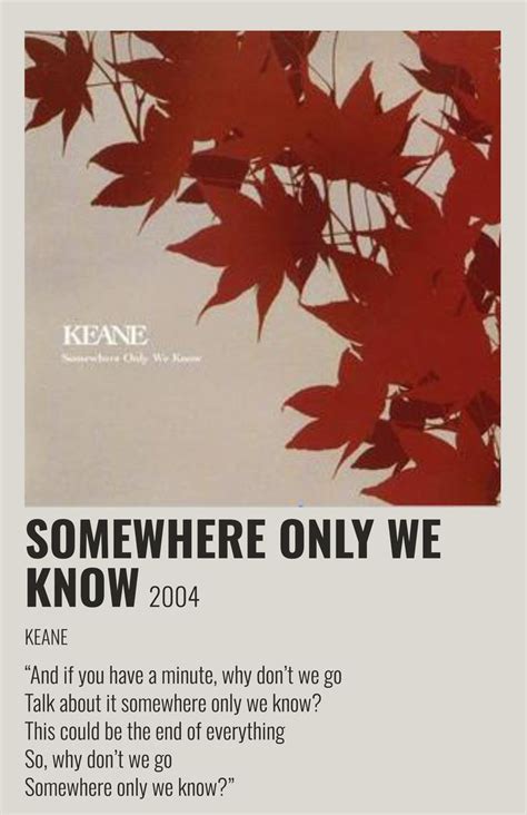 somewhere only we know song poster | Somewhere only we know, Music ...