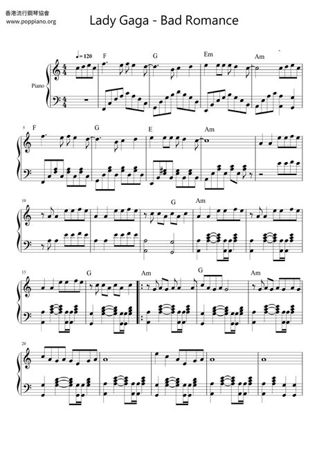 Lady Gaga Bad Romance Sheet Music Pdf Free Score Download ★