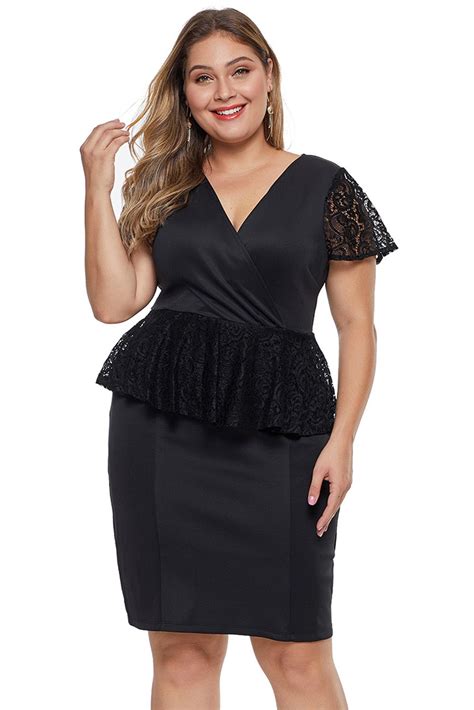 Black Plus Size Lace Peplum Dress Lace Peplum Dress Peplum Dress