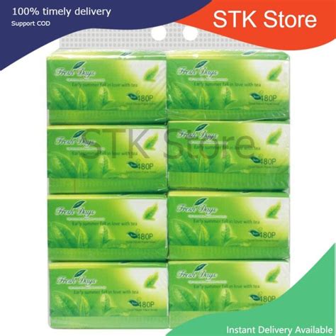 Stt002 1pack8pcs Fresh Days Facial Tissue Box 480 Sheets Green Tea