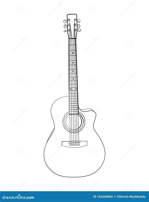 Acoustic Guitar. Hand Drawn Sketch Stock Illustration - Illustration of ...