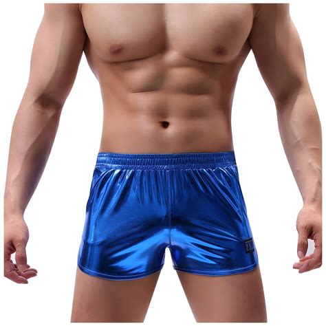 Snnmblm Men Holographic Shiny Metallic Swim Boxer Briefs Trunks Shorts Hot Pants Bikini Swimsuit