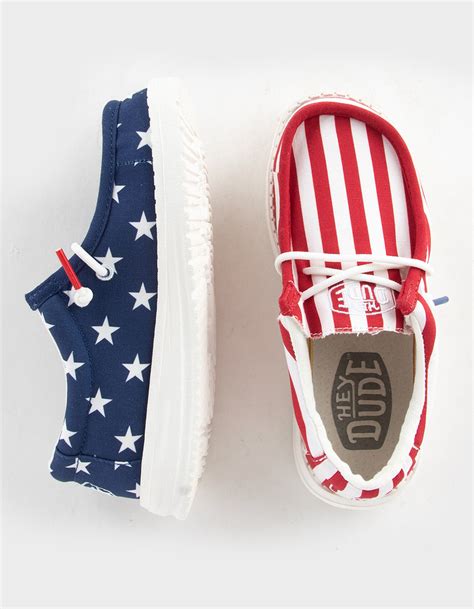 Hey Dude Wally Youth Patriotic American Flag Boys Shoes Multi Tillys