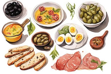 Premium Photo Artistic Appetizers Hand Drawn Food